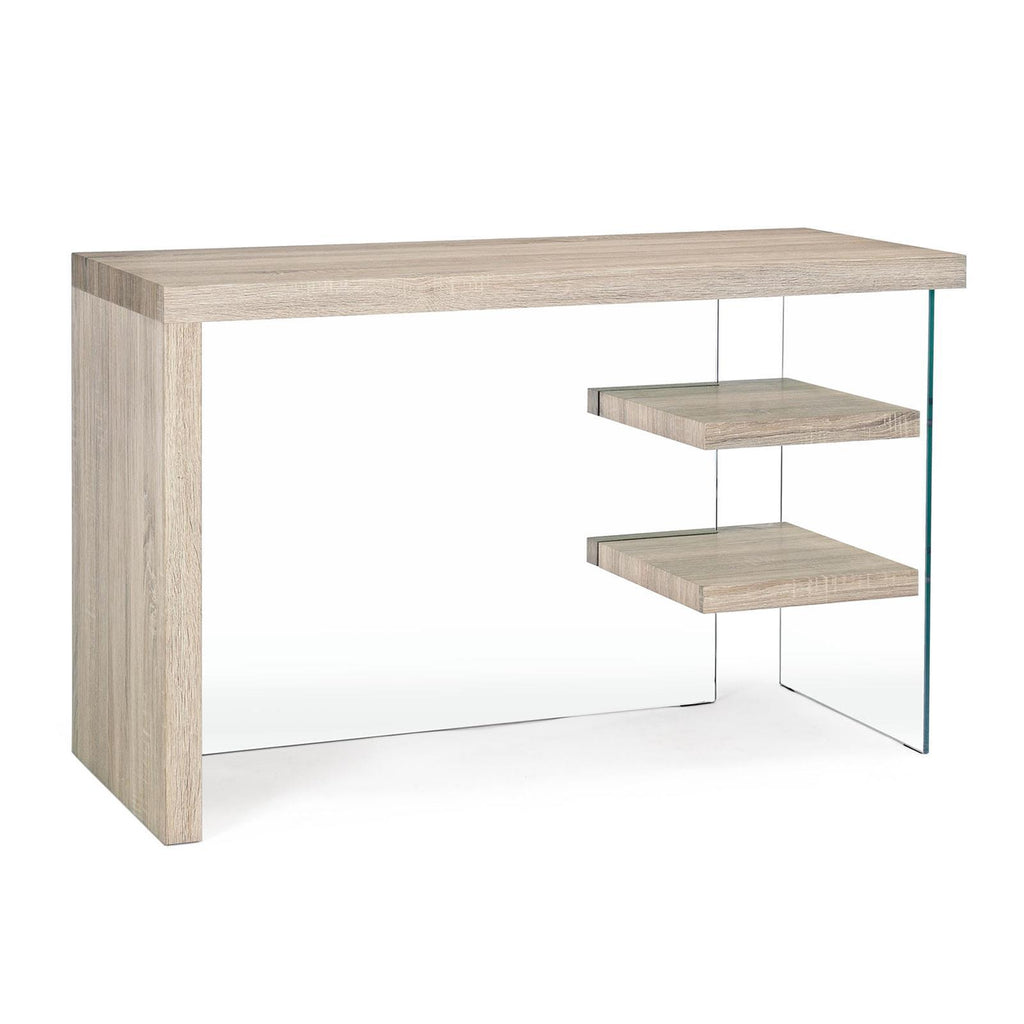 Modern desk Bilbao in wood for office and bedroom, with feet in temp –